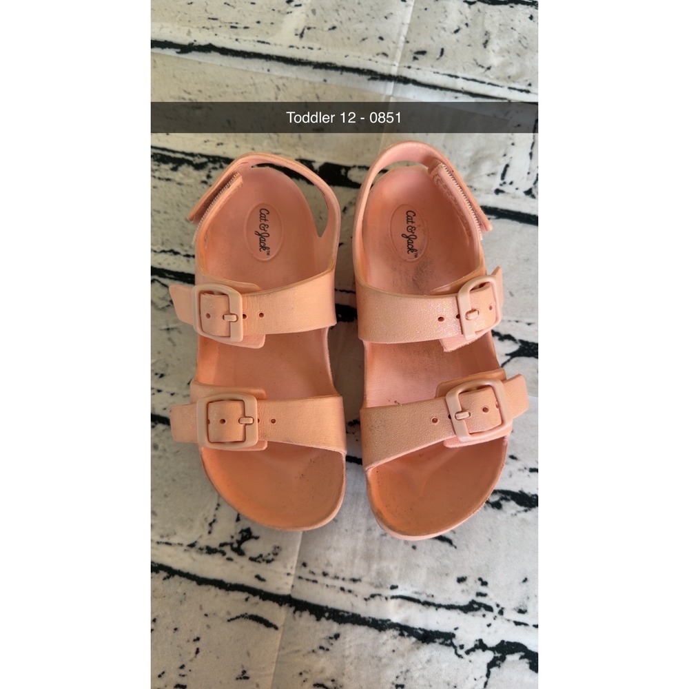 Cat & Jack Toddler Peach Pink EVA Buckle Sandals Size 12 Water Shoes Summer